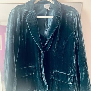 Chico's Aqua Velvet Blazer Tailored Suit Jacket
